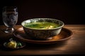 Caldo Verde Portuguese Soup, Green Vegetable Broth, Sausage Soup, Abstract Generative AI Illustration Royalty Free Stock Photo