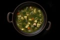 Caldo Verde Portuguese Soup, Green Vegetable Broth, Sausage Soup, Abstract Generative AI Illustration Royalty Free Stock Photo