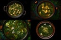 Caldo Verde Portuguese Soup, Green Vegetable Broth, Sausage Soup, Abstract Generative AI Illustration Royalty Free Stock Photo