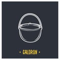 Caldron. Black and white illustration.