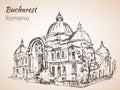 Calea Victoriei sketch. Bucharest, Romania. Royalty Free Stock Photo
