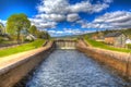 Caledonian canal lock gate Fort Augustus Scotland UK in colourful HDR