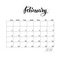 February. Monthly calendar for 2020 year