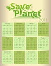 Calendar for 2011 - Save the Planet Royalty Free Stock Photo