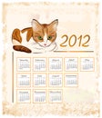 calendar 2012 with ginger tabby cat