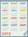 Calendar for 2013. Week starts on Sunday Royalty Free Stock Photo