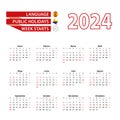 Calendar 2024 in Spanish language with public holidays the country of Colombia in year 2024