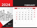 calendar 2024 year template - February 2024 year, Week Starts on Sunday, Desk calendar 2024 design, Wall calendar, planner design