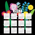 Calendar for 2017, against the background of an abstract floral