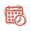 Calendar agenda icon in comic style. Planner vector cartoon illustration pictogram. Calendar business concept splash effect