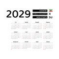 Calendar 2029 Amharic language with Ethiopia public holidays. Royalty Free Stock Photo