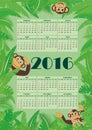 Calendar for 2016.