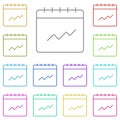 Calendar, analytic multi color icon. Simple thin line, outline vector of calendar icons for ui and ux, website or mobile Royalty Free Stock Photo