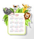 Calendar 2014 with animals Royalty Free Stock Photo