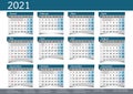 2021 calendar annual planner pocket business year vector