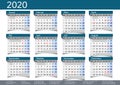 2020 calendar annual planner pocket business year vector