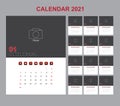 Calendar annual vector template year 2021 for office, layout corporate and company with vertical. Royalty Free Stock Photo