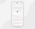 Calendar app planner concept, Mobile activity calendar template UI UX, Smartphone calendar schedule agenda annual planning event