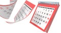 Calendar april 2020 flying pages isolated red - 3d rendering