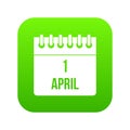 Calendar April 1 icon digital green