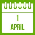 Calendar April 1 icon green