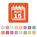 The Calendar 15 april icon. Tax day Royalty Free Stock Photo