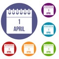 Calendar April 1 icons set Royalty Free Stock Photo