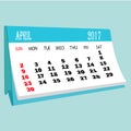Calendar 2017 April page of a desktop calendar. Royalty Free Stock Photo