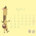 Calendar for April 2014. Royalty Free Stock Photo