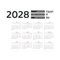 Calendar 2028 Arabic language with Egypt public holidays