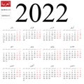 Calendar 2022, Arabic, Monday