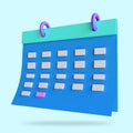 Calendar assignment icon, monthly planning schedule, day month year time concept. 3d rendering illustration