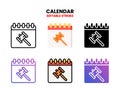 Calendar Auction icon set with different styles. Royalty Free Stock Photo