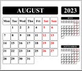 Calendar for 2023 august, monthly calendar weekend with red color