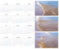 Calendar 2015 on the Background of Sea, Sun, Beach