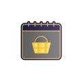 Calendar, basket, market color gradient vector icon