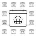 Calendar, basket, market flat vector icon in calendar pack Royalty Free Stock Photo