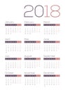 Calendar 2018 - Beautiful, Modern, Fresn, Clean and Cool Calendar Royalty Free Stock Photo