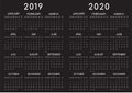 2019-2020 Calendar Black Backgrounded