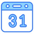 Calendar blue outline icon, Merry Christmas and Happy New Year icons for web and mobile design Royalty Free Stock Photo