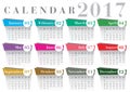 Calendar 2017 Bodoni font Royalty Free Stock Photo