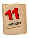 Calendar book page September 11th Patriot Day Memorial concept