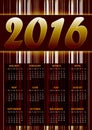 Calendar for 2016 on brown Royalty Free Stock Photo