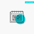 Calendar, Business, Date, Event, Planning, Schedule, Timetable turquoise highlight circle point Vector icon Royalty Free Stock Photo