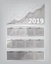 2019 calendar with business statistics chart showing different g