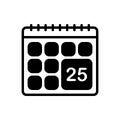 Black solid icon for Calendar, date and schedule Royalty Free Stock Photo