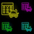 Calendar carwash neon color set icon. Simple thin line, outline vector of car wash icons for ui and ux, website or mobile