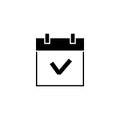 Calendar check glyph icon. Clipart image