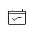 Calendar check icon Thin line art isolated