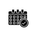 Calendar check icon set. date available sign. event agenda planner with tick sign. schedule appointment icon